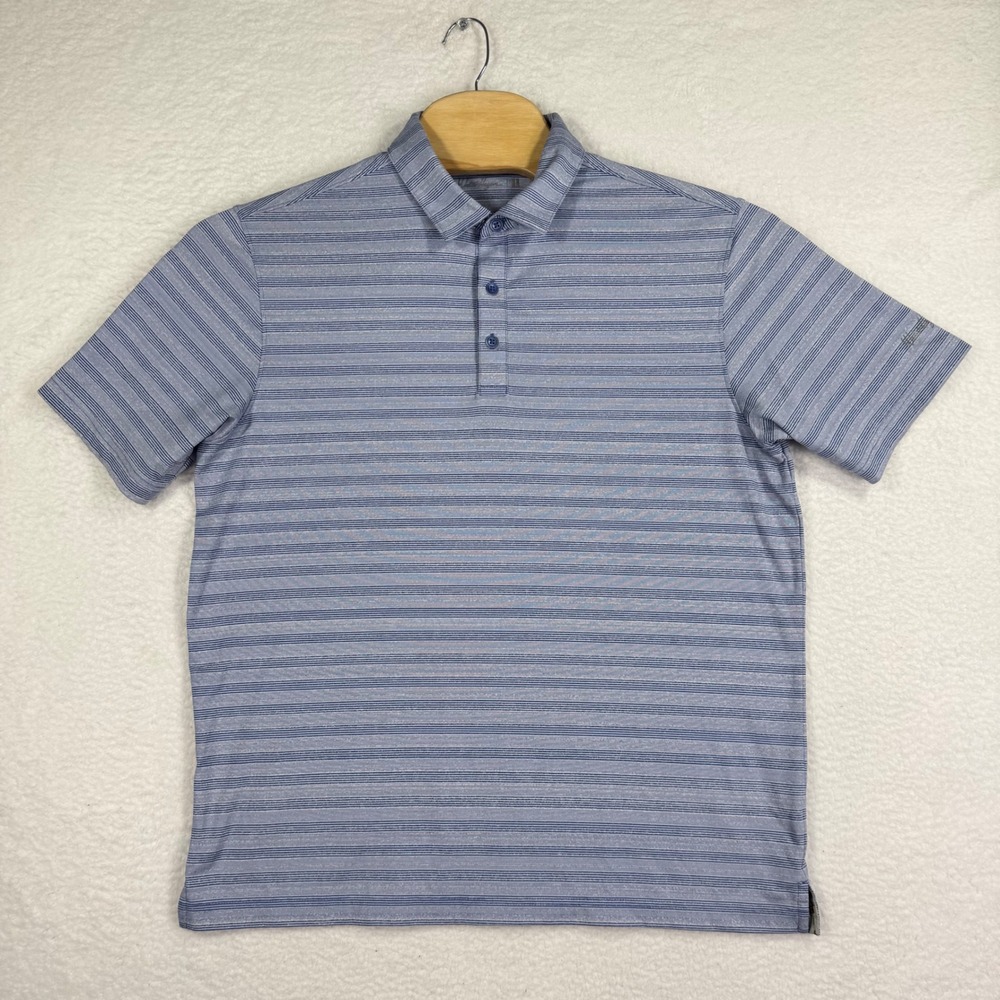 Walter Hagen Shirt Mens Large Blue Striped Polo Short Sleeve Golf‎ Casual